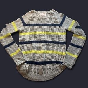 SO Women's Sweater with Gray, green, and Navy Stripes